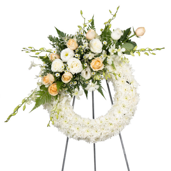 In loving memory condolence flower stand by farmflorist
