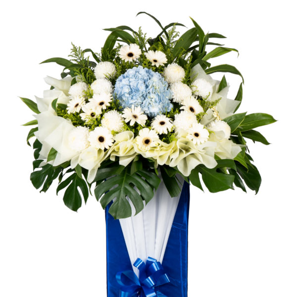 Thoughts and Prayer condolence flower stand by farmflorist