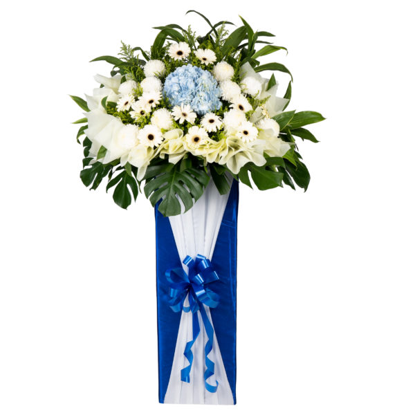 Thoughts and Prayer condolence flower stand by farmflorist