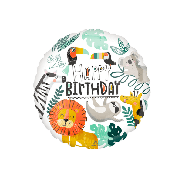 Happy Birthday Animals Print Round Shaped Balloon