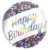 Happy Birthday Rainbow Confetti Print Round Shaped Balloon