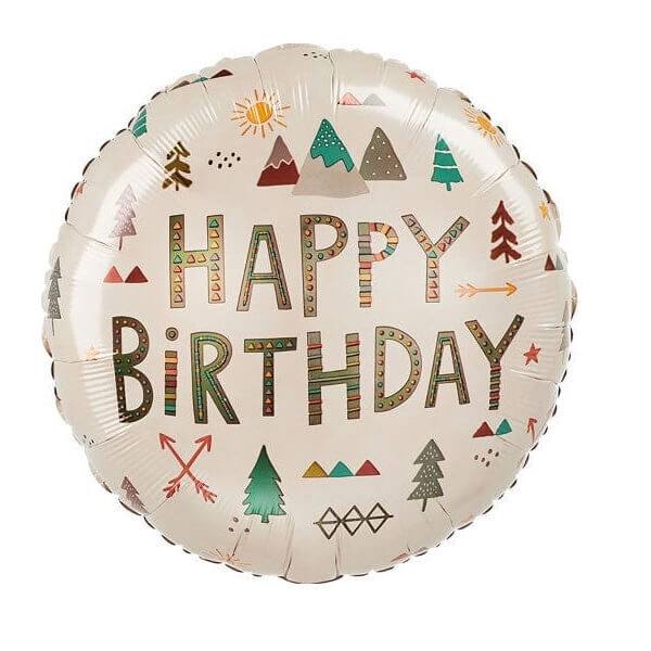 Happy Birthday Wilderness Print Round Shaped Balloon